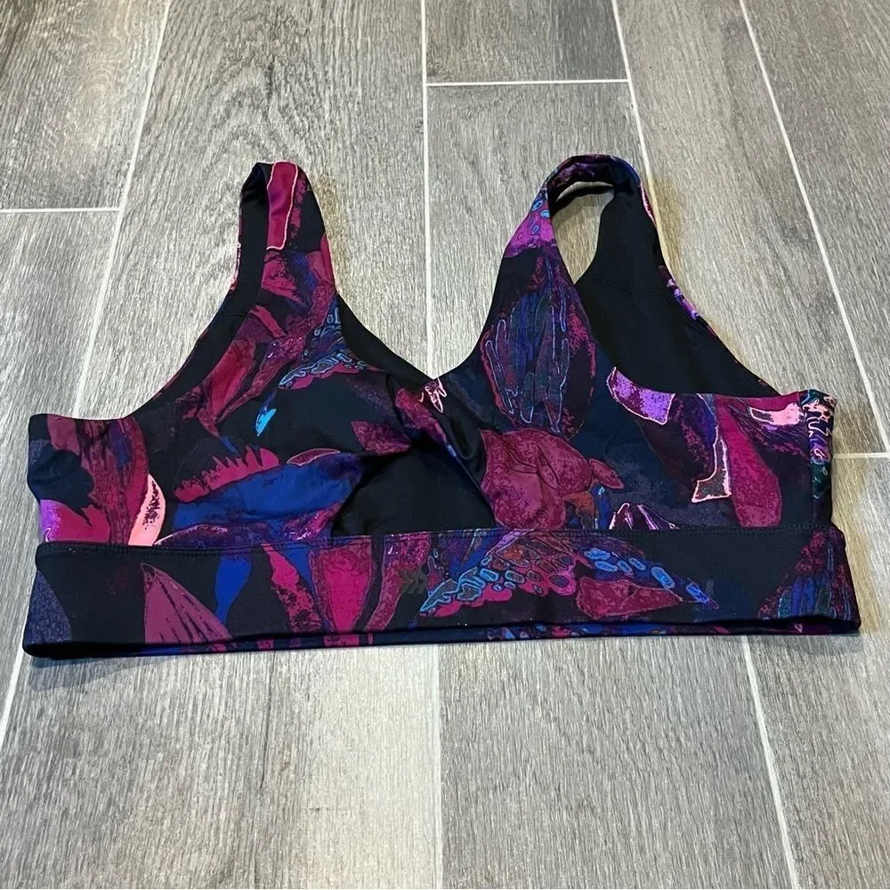All in Motion Purple Tropical Print Sports Bra